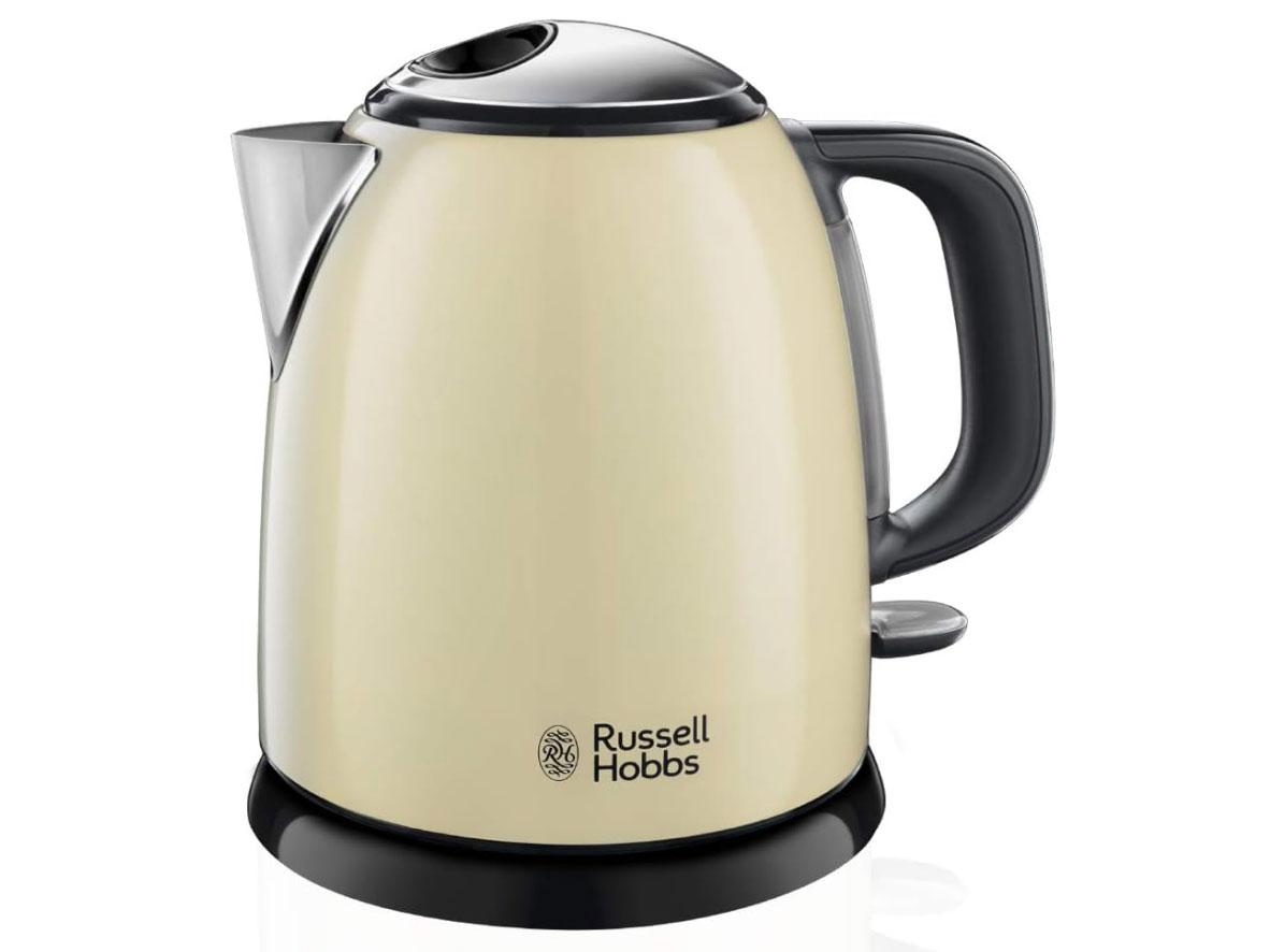 Ấm Russell Hobbs Colours Plus+ 24994-70 — nhỏ gọn, màu kem sang trọng; hoàn hảo cho phòng trọ và bếp nhỏ.