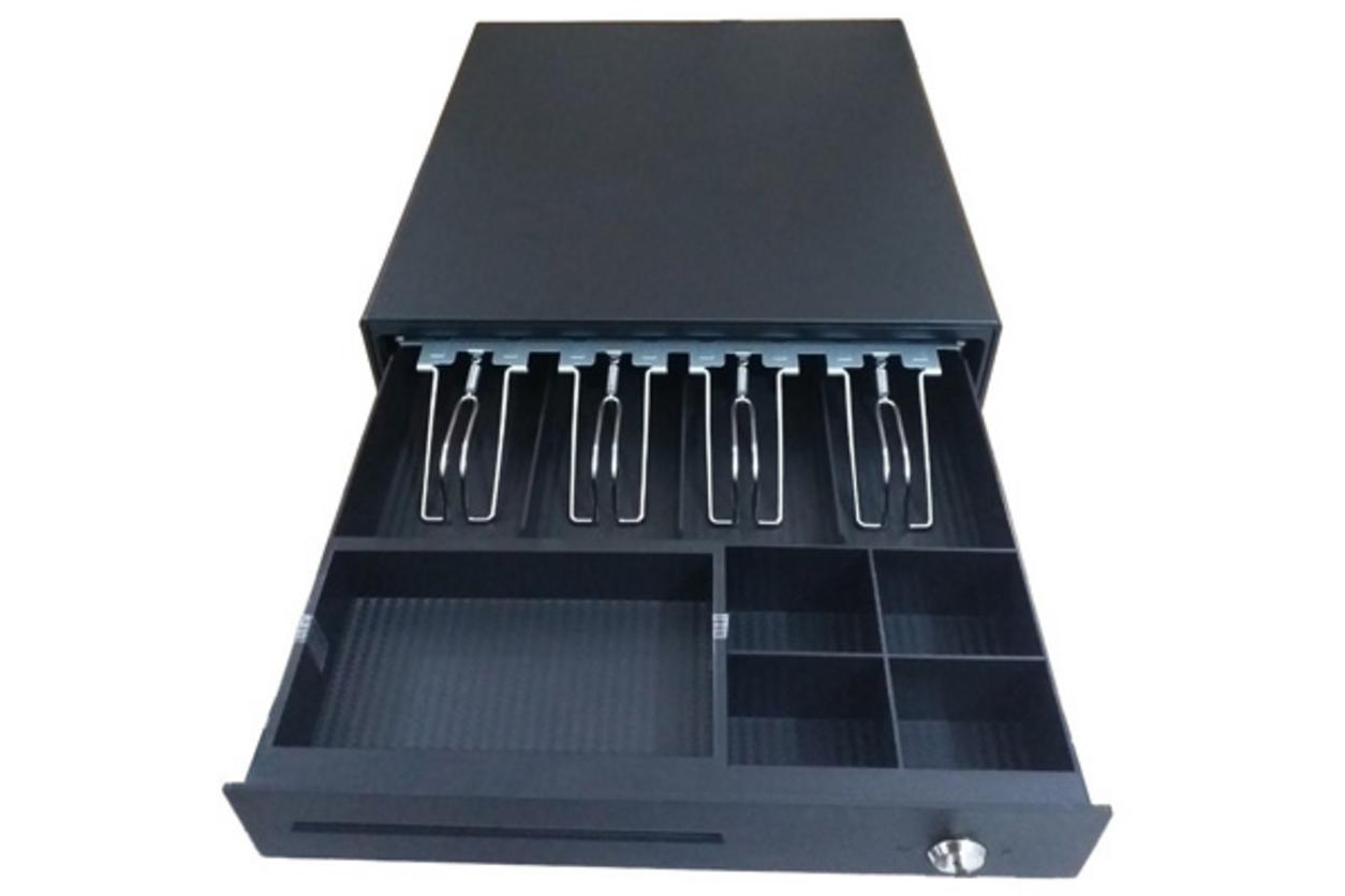 Ngăn kéo đựng tiền Shangchen SC-Cash 335A — gọn nhẹ, mở tự động khi in hóa đơn.