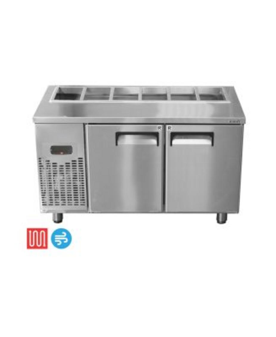 Tủ Bàn Salad Happy’s HWA-1200SH — bản 1.2m, inox sáng, half-khay linh hoạt.