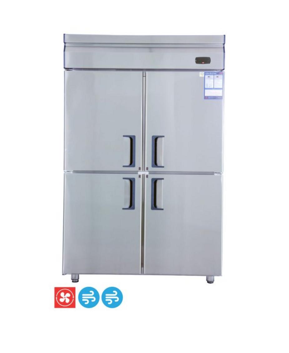 Tủ Mát 4 Cánh Happys HWI-45CR trong bếp nhà hàng: dung tích 1.100L, inox bền, làm lạnh đều.