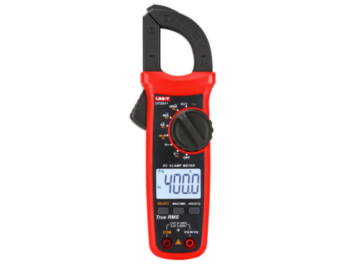 Ampe kìm Uni-T UT201+ — thiết kế gọn nhẹ, ngàm 28mm, màn hình LCD 4000 counts.