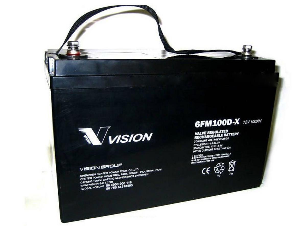 Ảnh sản phẩm chính: Ắc quy Vision 6FM100D-X (góc chi tiết cực/label).