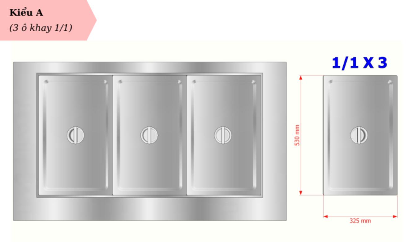 Inox 304 dễ vệ sinh, bền cho môi trường bếp thương mại.