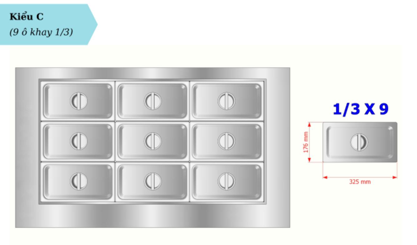 Khay GN giúp trưng bày nguyên liệu chuyên nghiệp và thao tác nhanh.