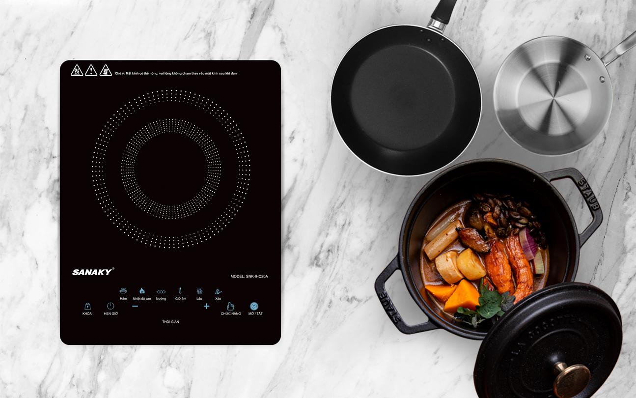 Sử dụng được với nhiều loại nồi — không cần bộ nồi chuyên biệt.