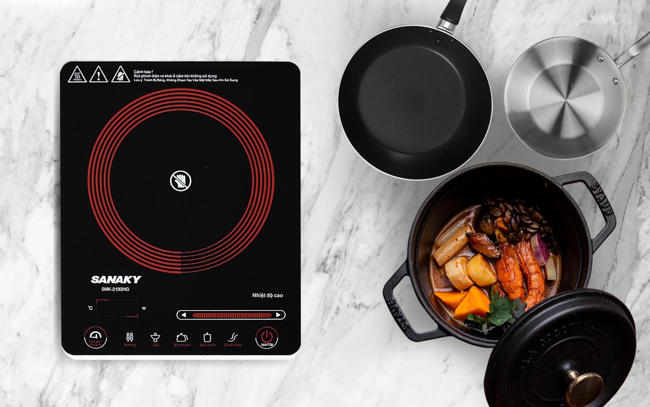 Sử dụng linh hoạt với nhiều chất liệu nồi.