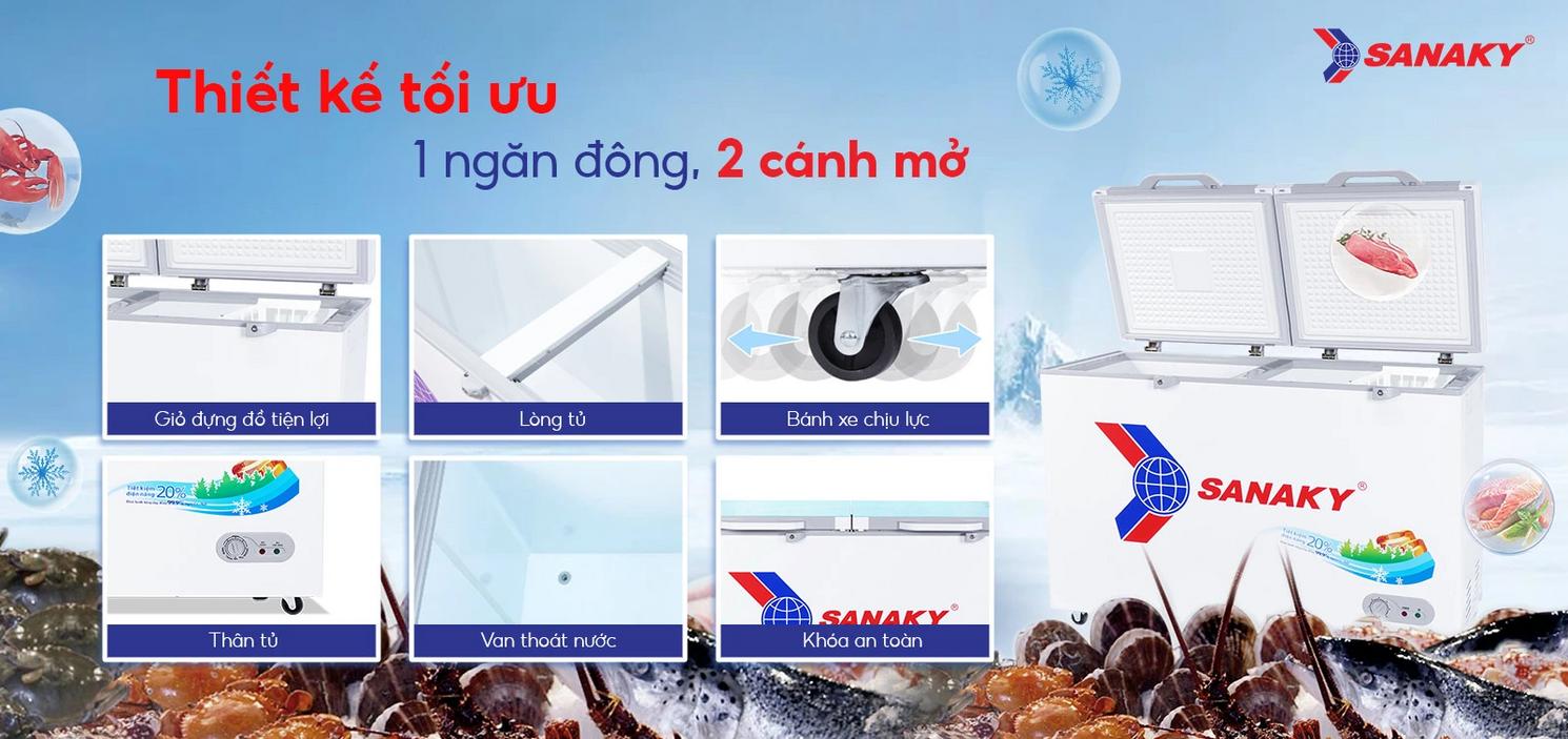 Minh họa luồng khí lạnh 360° giúp đông đều tất cả ngăn.