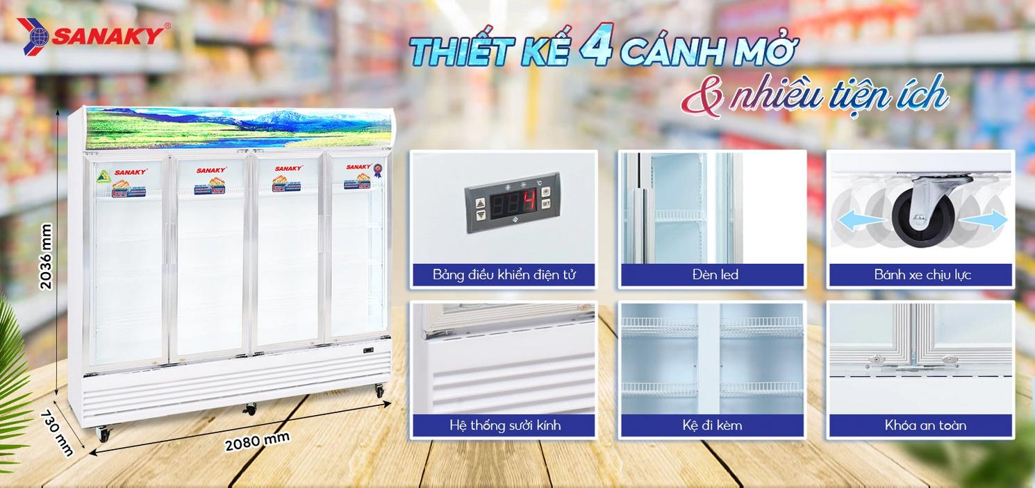 Đèn LED đẹp & bánh xe chịu lực — trưng bày chuyên nghiệp, vận hành linh hoạt.