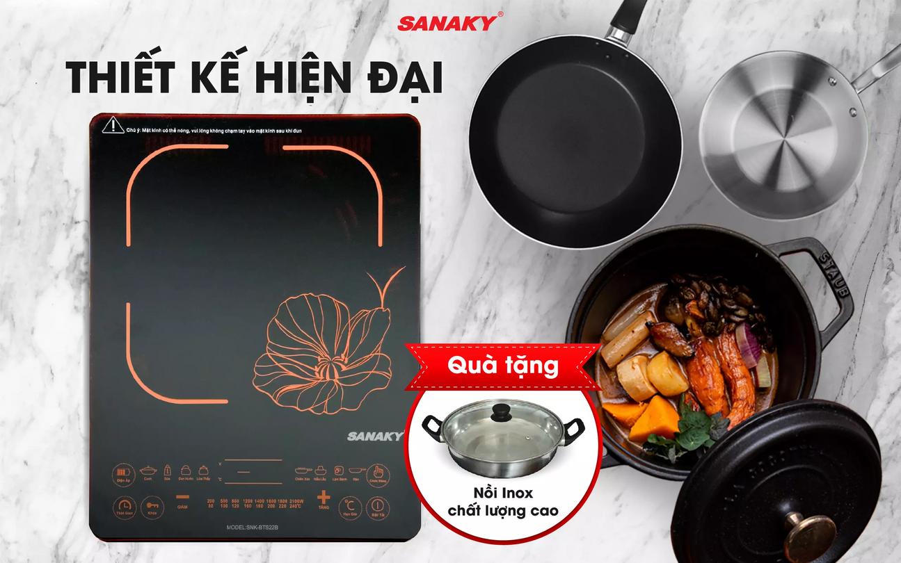 Mặt kính Ceramic + cảm ứng LED — lau chùi dễ dàng và an toàn.