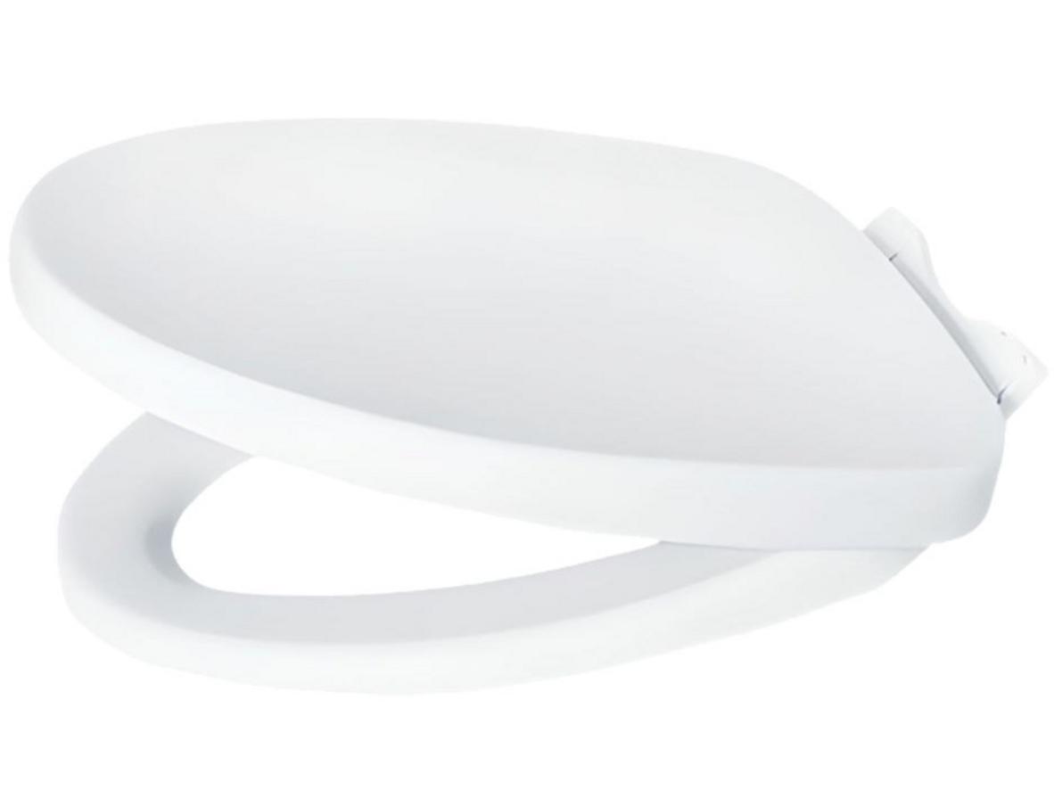 Nắp êm Inax CF-500VS (màu trắng) — thiết kế cho bồn cầu thân dài, đóng êm và dễ vệ sinh.