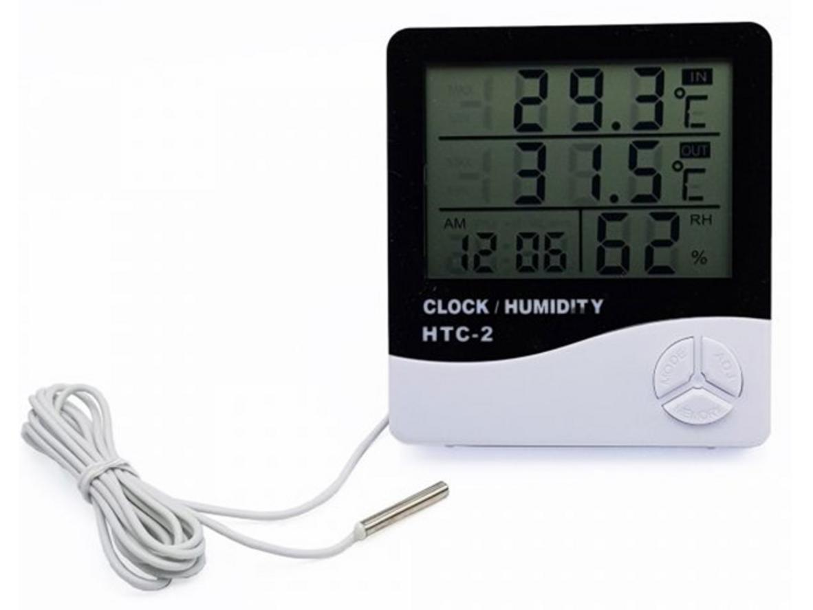 Nhiệt ẩm kế HTC-2 — màn hình LCD rõ nét, cảm biến ngoài linh hoạt, thiết kế nhỏ gọn cho tổ ấm.
