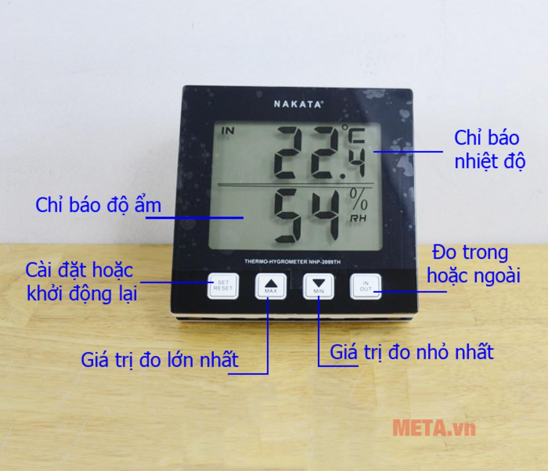 Xem từng chi tiết: cảm biến, màn hình, đầu dò ngoài và giao diện lưu Max/Min.
