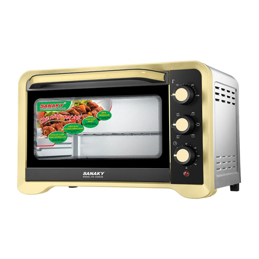 Quạt đối lưu giúp luồng nhiệt đều, nướng chín vàng toàn diện.