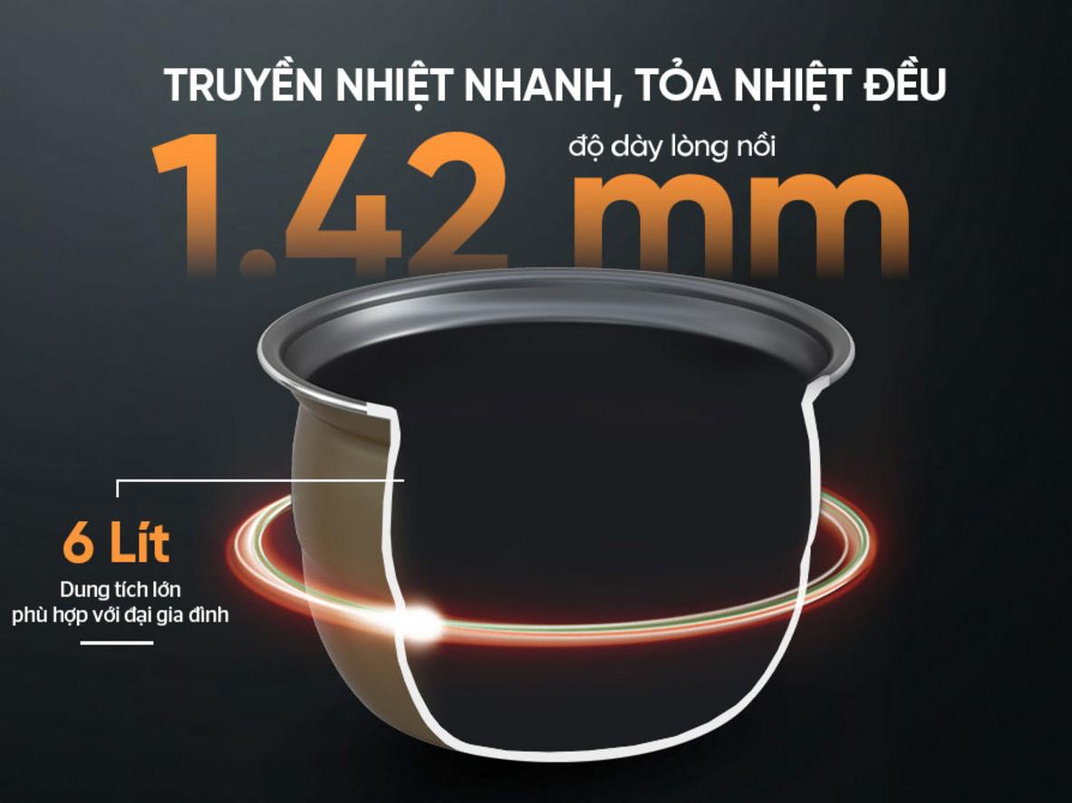 Lòng nồi hợp kim nhôm phủ chống dính dày 1.42 mm