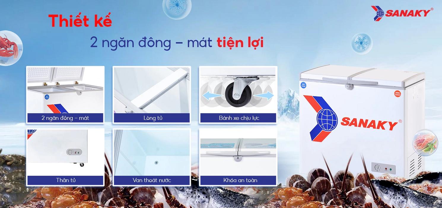 Hai ngăn rõ rệt cho đông sâu và làm mát