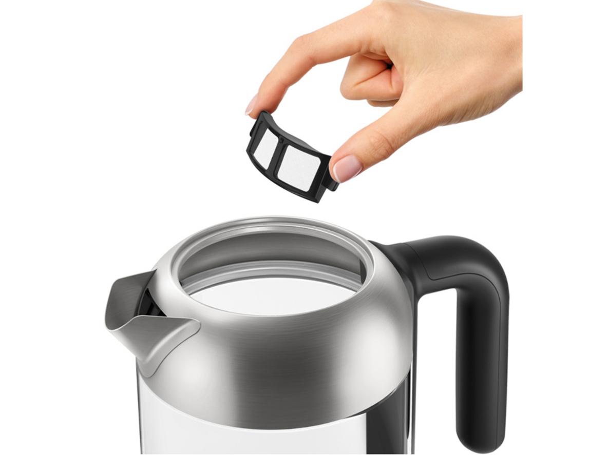 Thủy tinh trong suốt, dễ vệ sinh và quan sát mực nước.