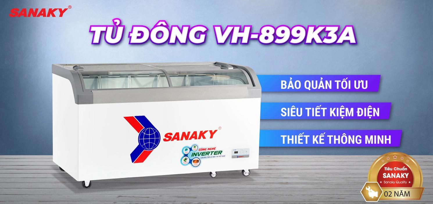 Mặt kính cong 2 cánh lùa với đèn LED, trưng bày sản phẩm đông lạnh bắt mắt.