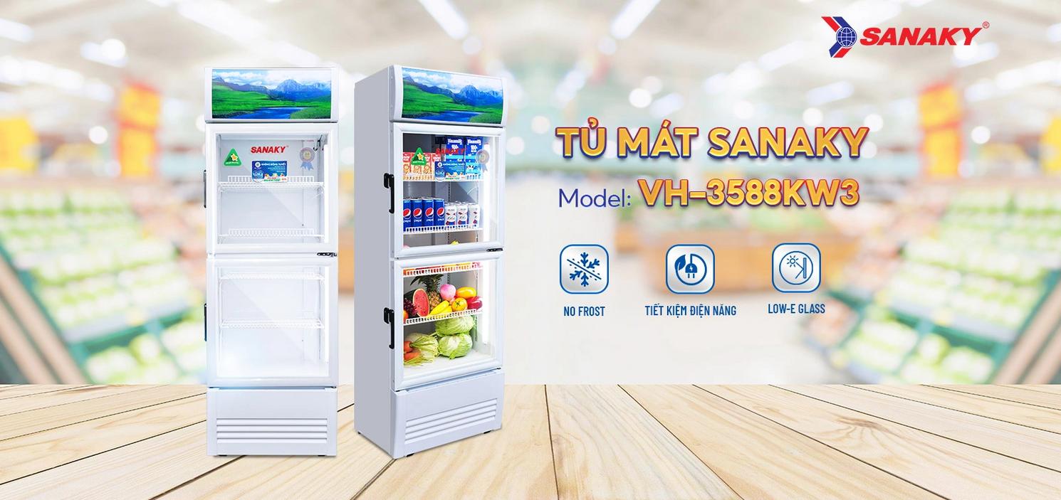 Tủ mát Sanaky VH-3588KW3 — trưng bày đẹp, tiết kiệm điện cho cửa hàng nhỏ.