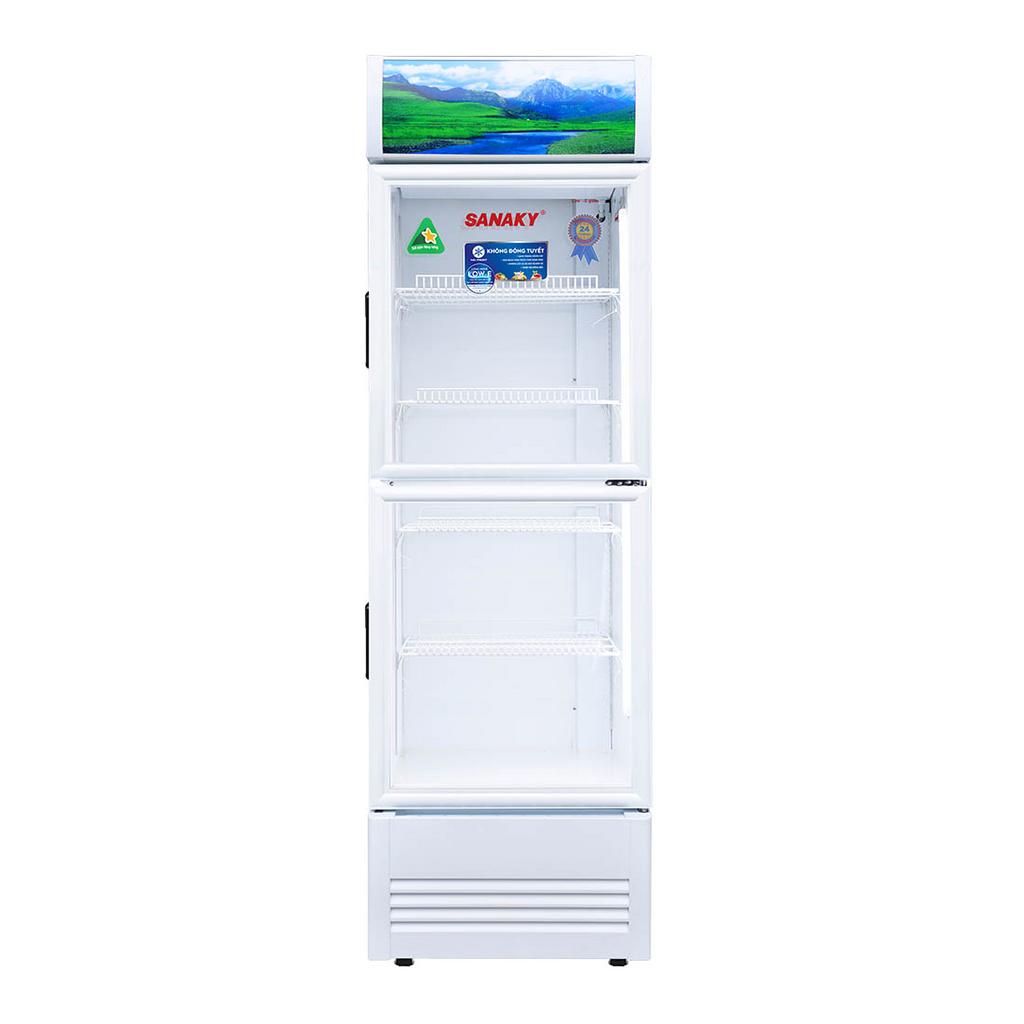 Tủ mát 400L Sanaky VH-4588KW — trưng bày rõ nét, không cần xả tuyết.