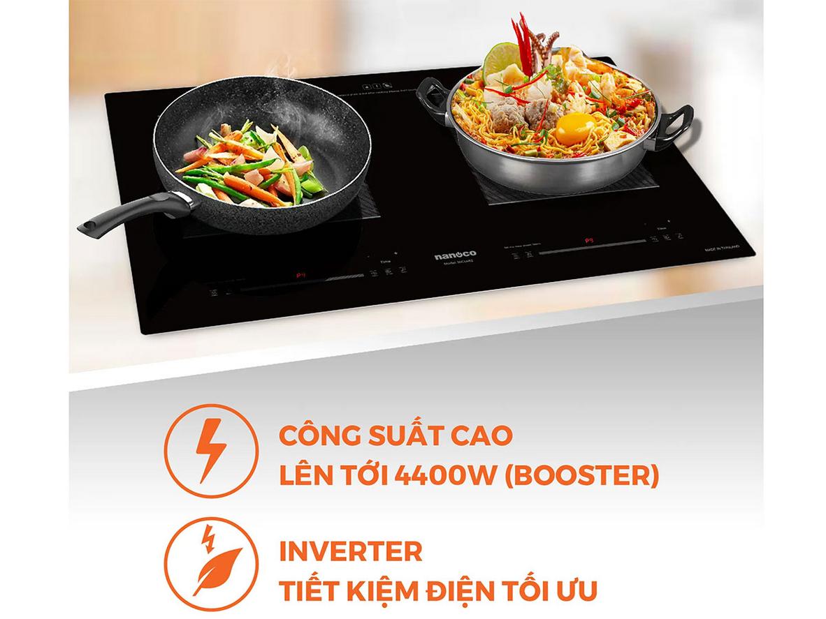 2 vùng nấu độc lập, nấu nhanh và tiện lợi