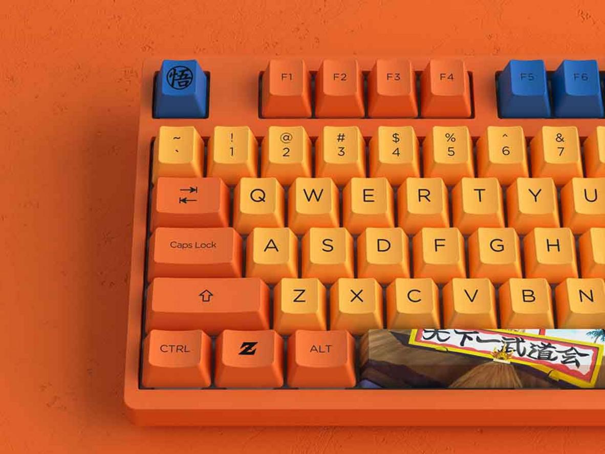Keycap PBT Dye‑Sub chủ đề Goku và novelty keycaps.