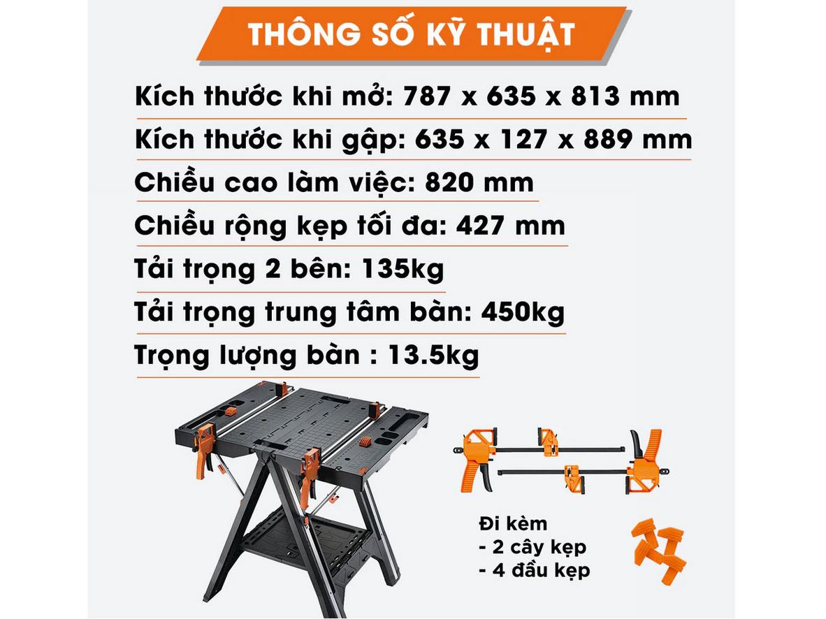 Tổng quan Bàn thao tác đa năng Worx WX051