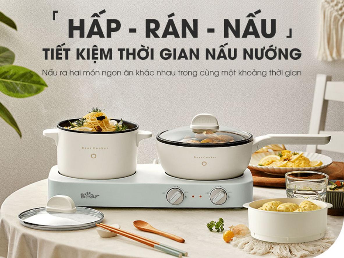 2 vùng nấu độc lập giúp nấu 2 món cùng lúc.