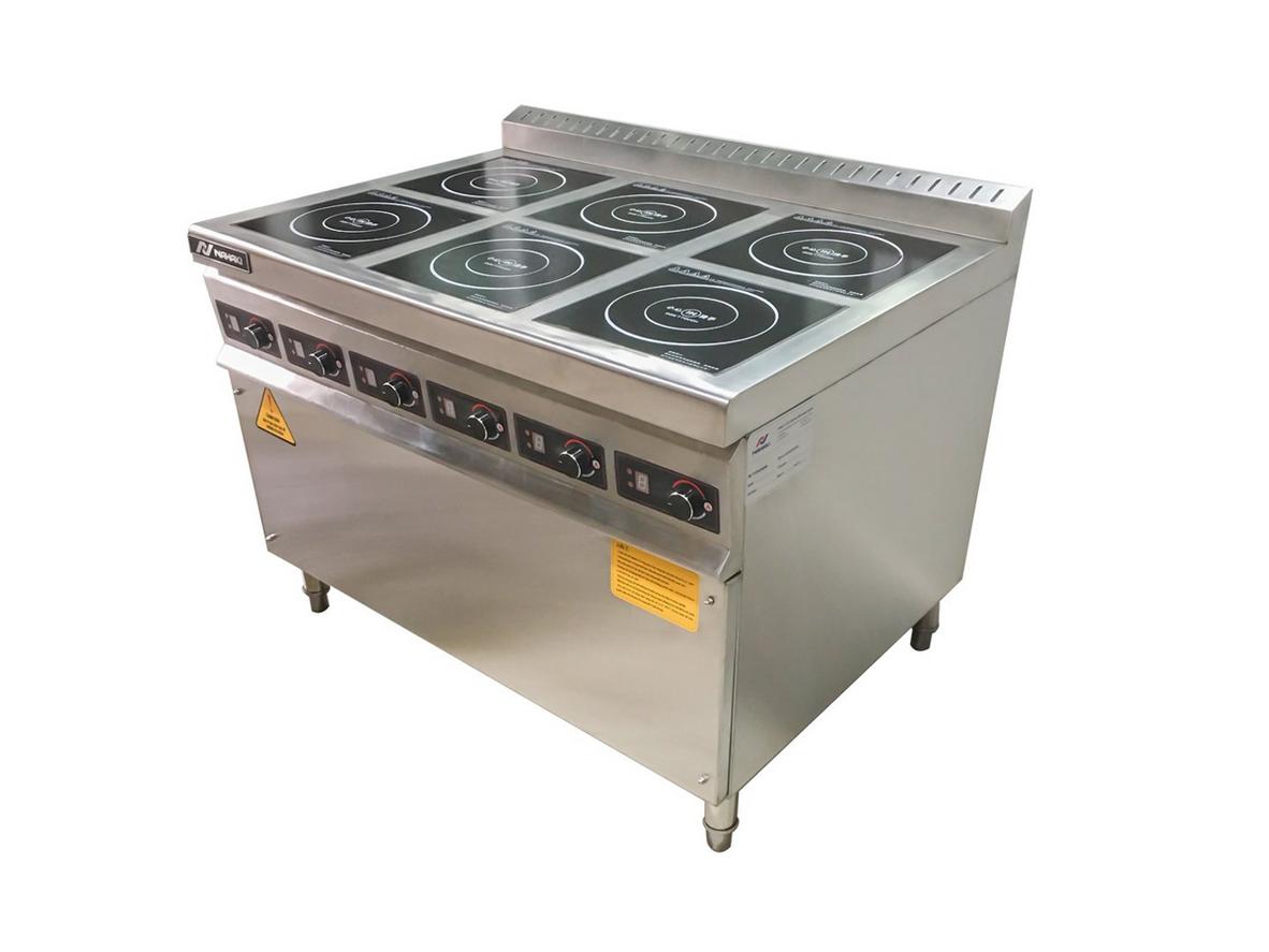 Tổng quan Bếp từ công nghiệp 6 vùng nấu Nahaki (mặt phẳng kính, không gồm nồi)
