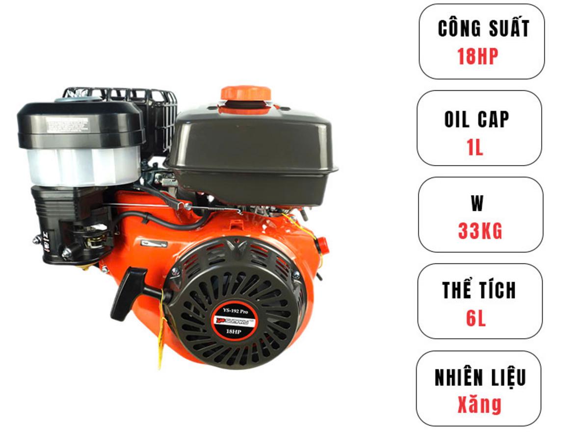 Bình xăng 6L và bình nhớt 1L cho thời gian chạy dài và bảo dưỡng dễ dàng.