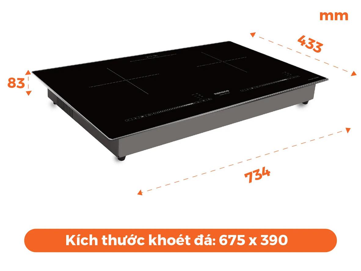 2 vùng nấu độc lập giúp nấu nhanh và linh hoạt hơn