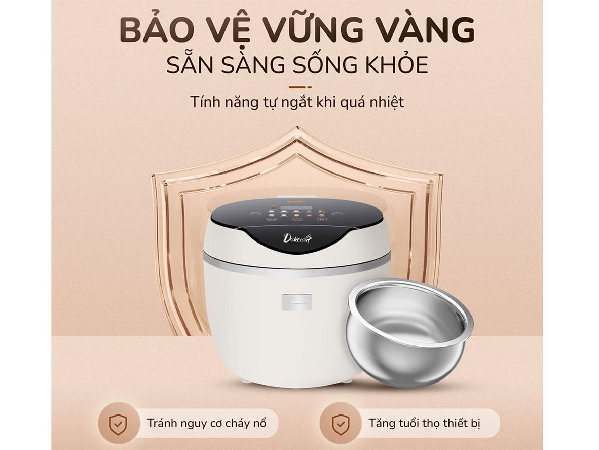 2 cảm biến NTC và mâm nhiệt cong đảm bảo cơm chín đều.