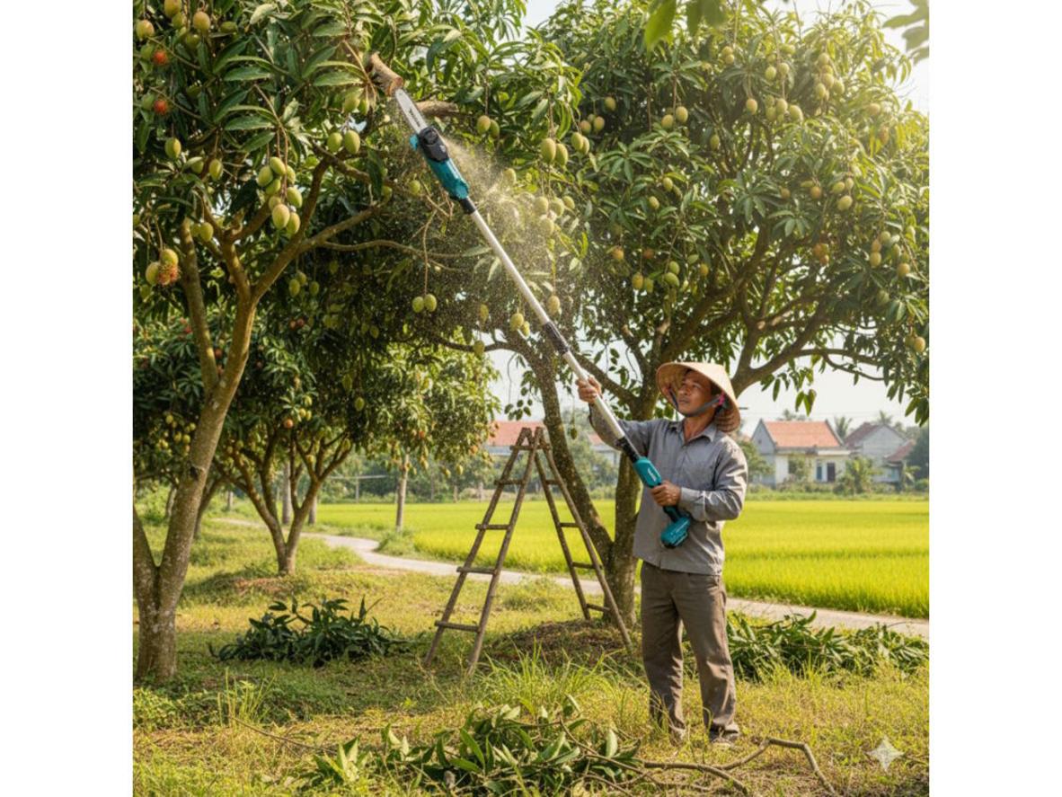 Cần điều chỉnh linh hoạt giúp tiếp cận cành cao an toàn.