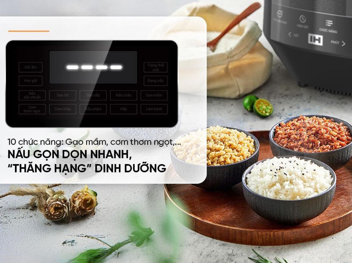 10 chế độ nấu đa năng, bao gồm nấu nhanh - tiết kiệm thời gian