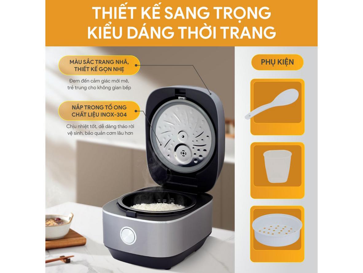 10 chế độ nấu + hẹn giờ 24 giờ