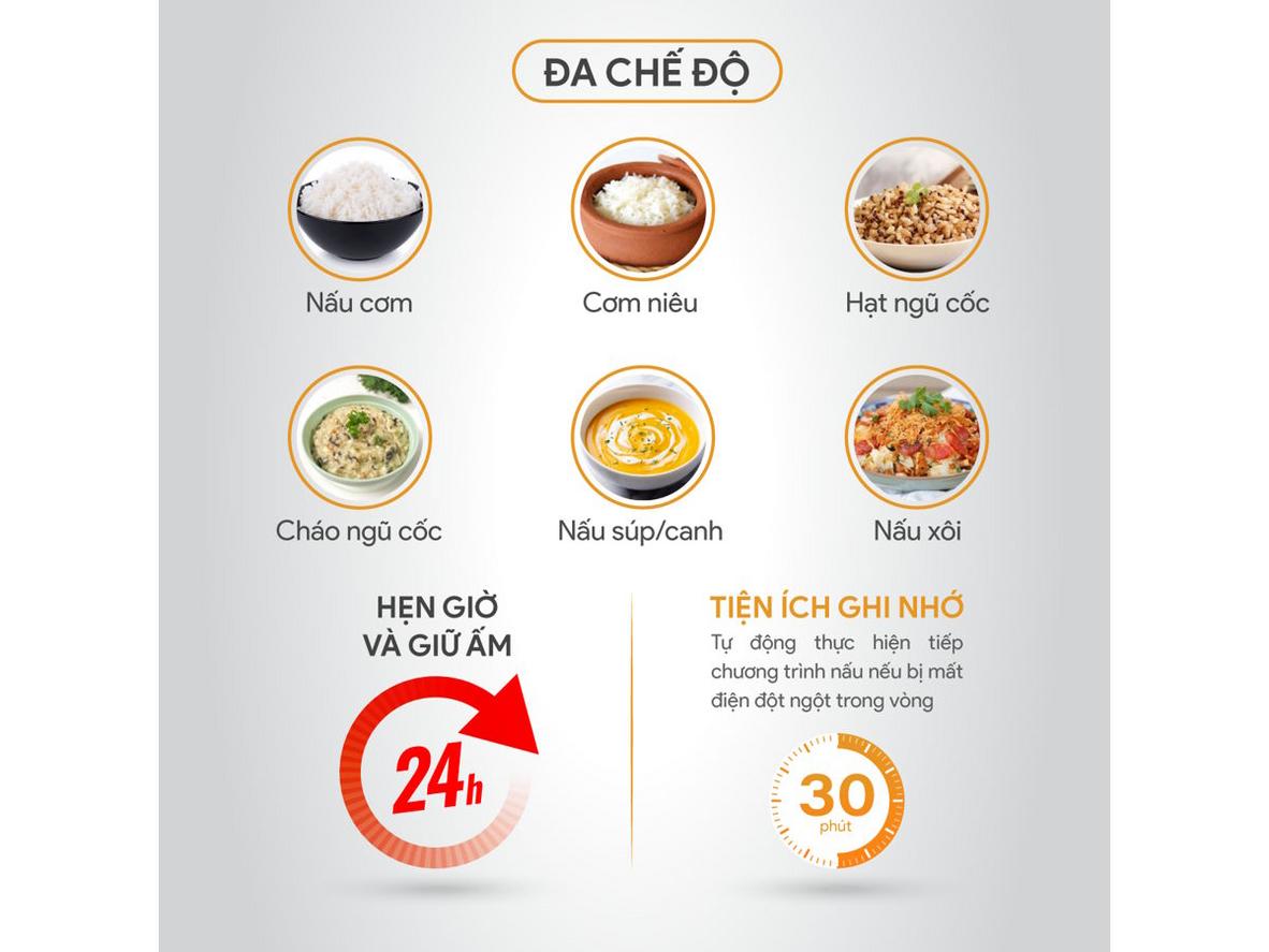 Công suất 1.200W — nấu nhanh và ổn định