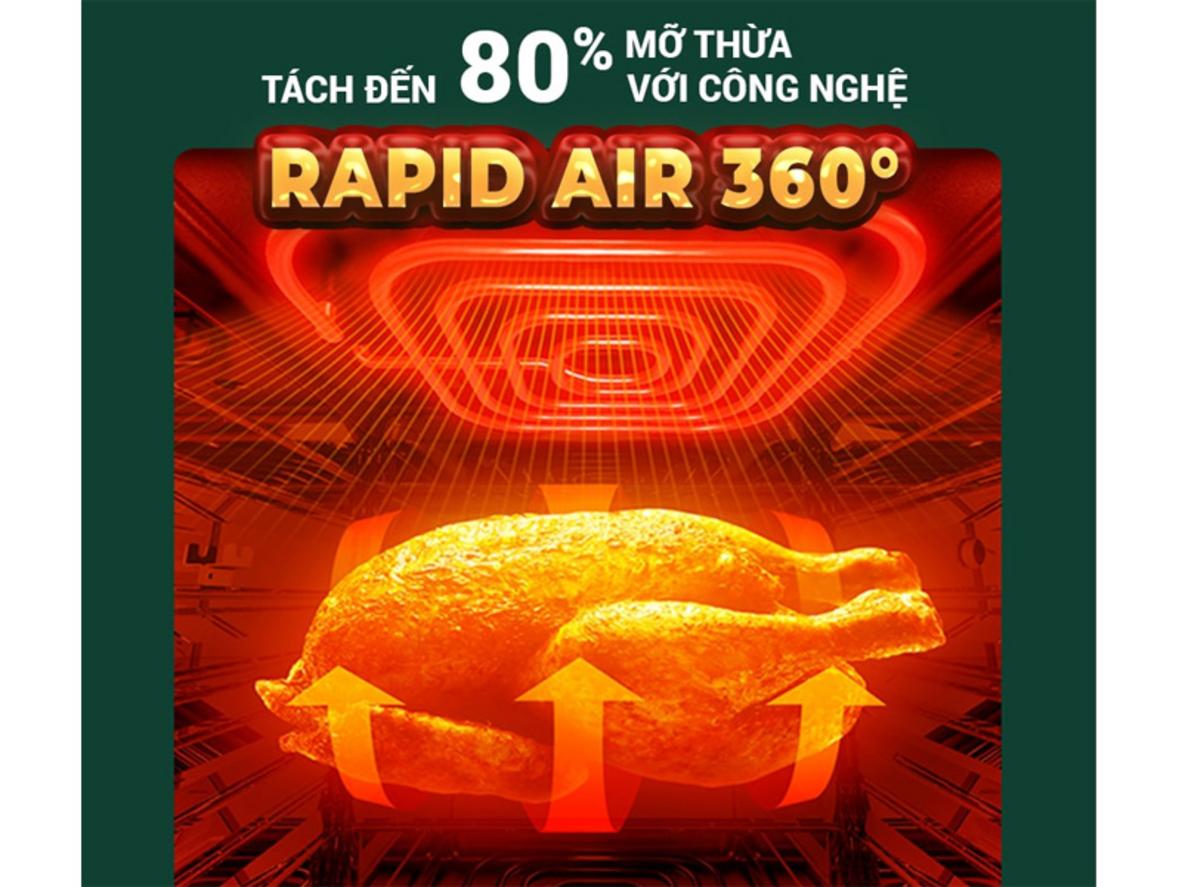 1700W mạnh mẽ, nhiệt độ lên tới 240°C, nấu nhanh và an toàn