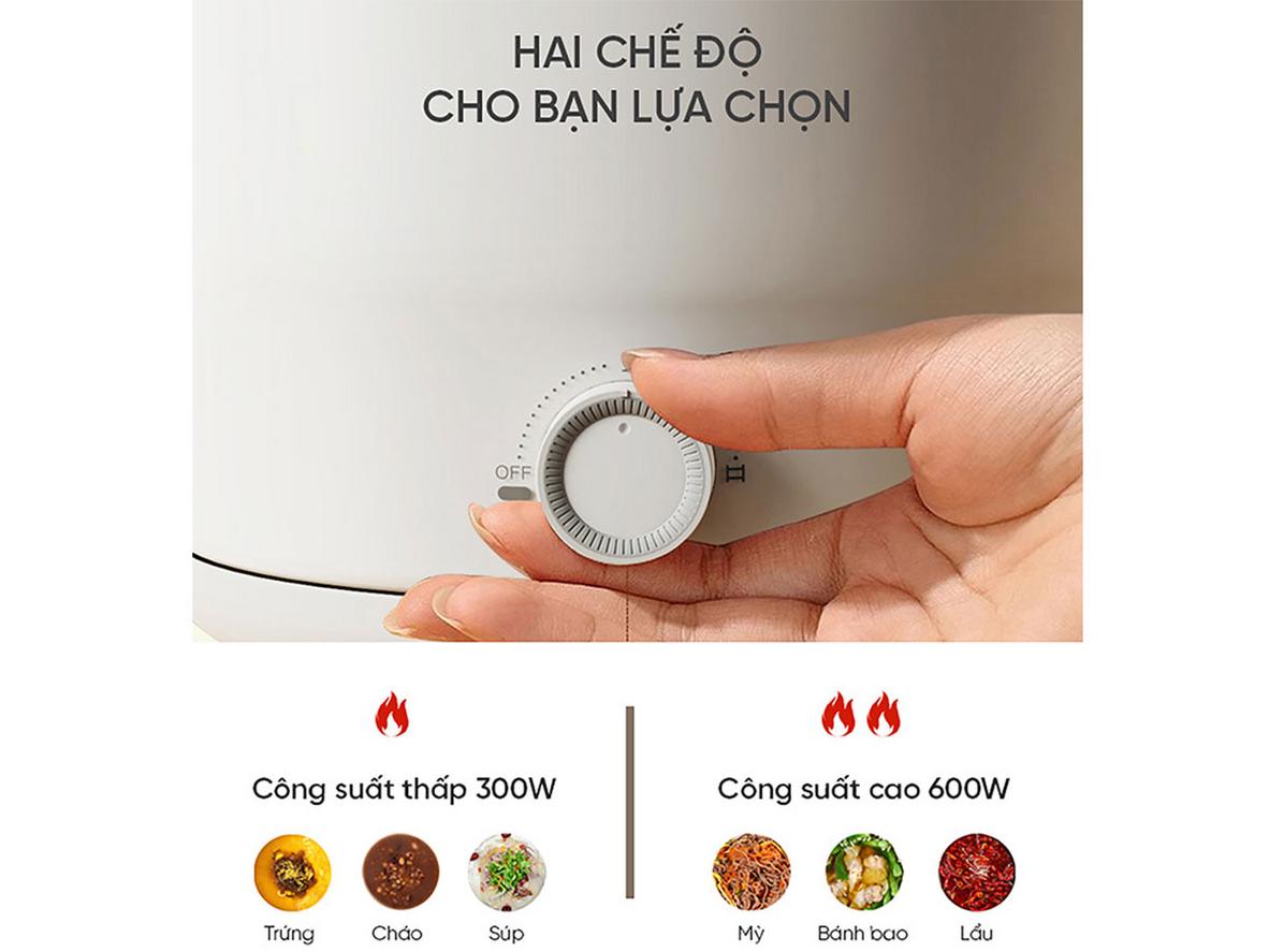 Hai mức công suất 200W/600W — lựa chọn linh hoạt.