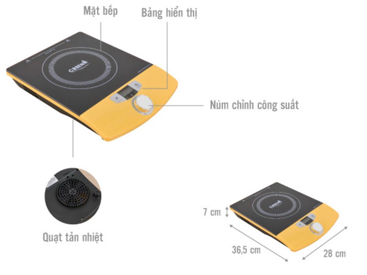 Công suất 2000W cho khả năng nấu nhanh, gọn.