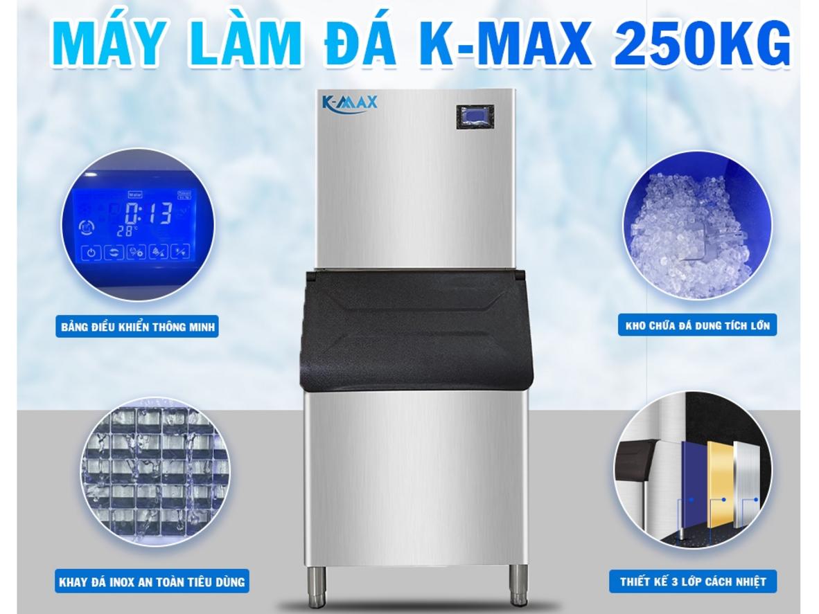 Công suất 250 kg/ngày — đủ đá cho giờ cao điểm.