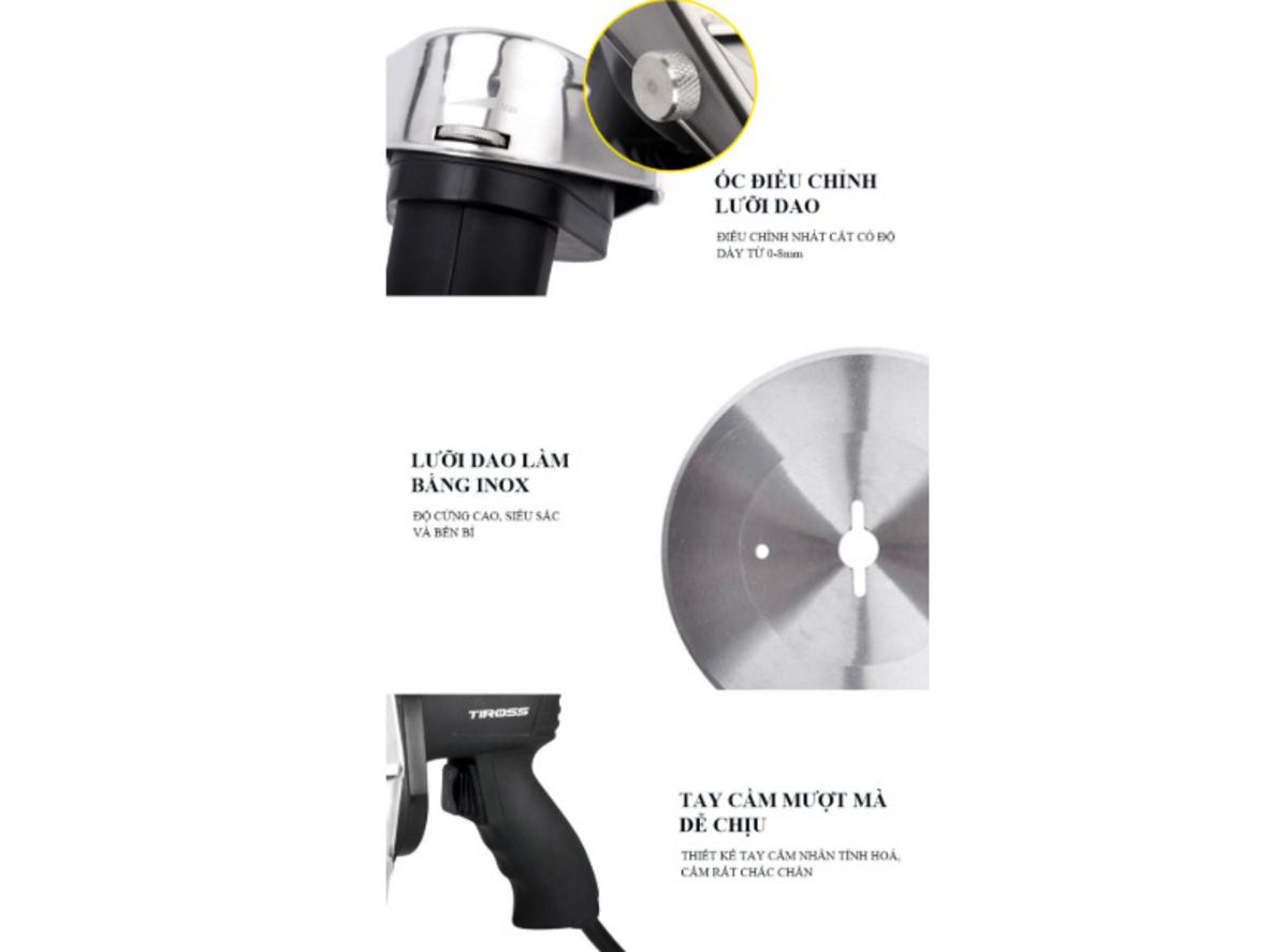 Hiệu suất cắt nhanh của Tiross TS100T (80W, 60kg/h).