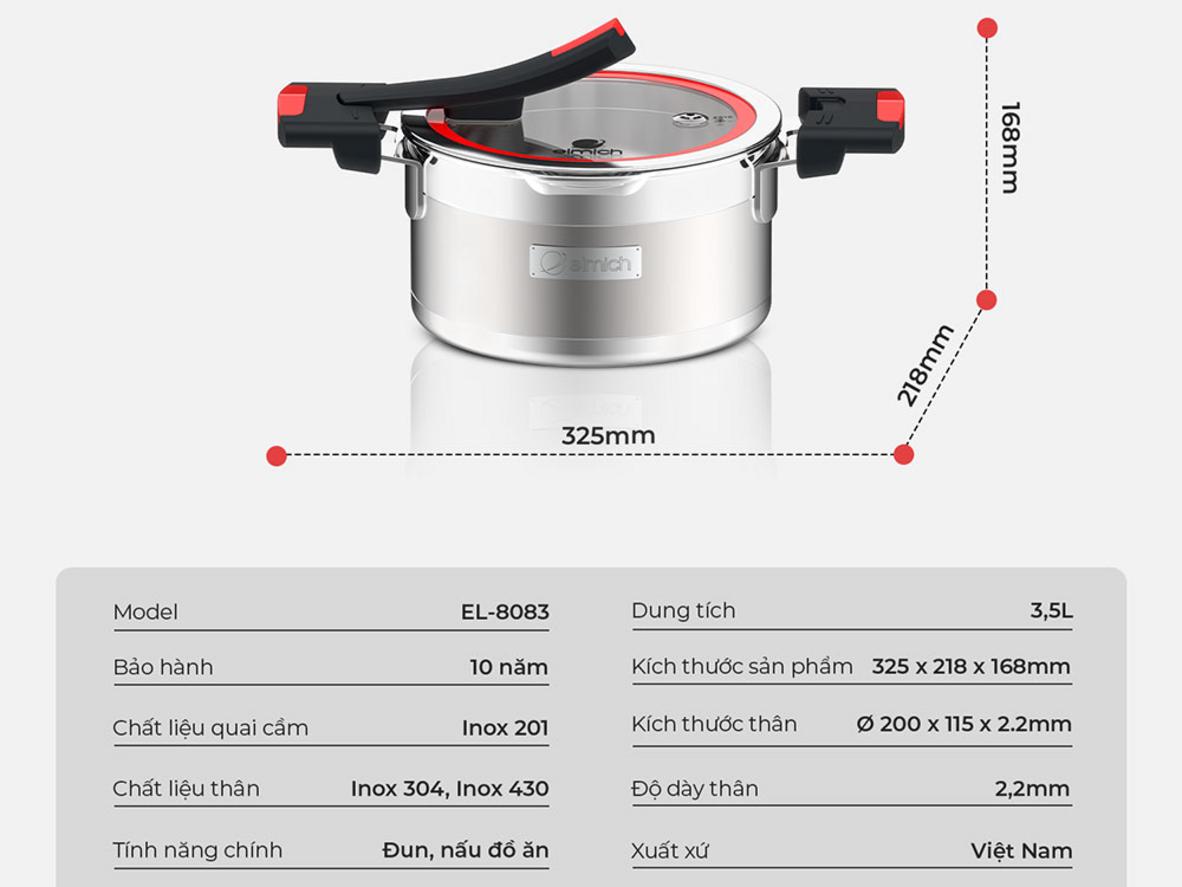 Đáy 3 lớp liền thân giúp bắt từ nhanh và truyền nhiệt đều.