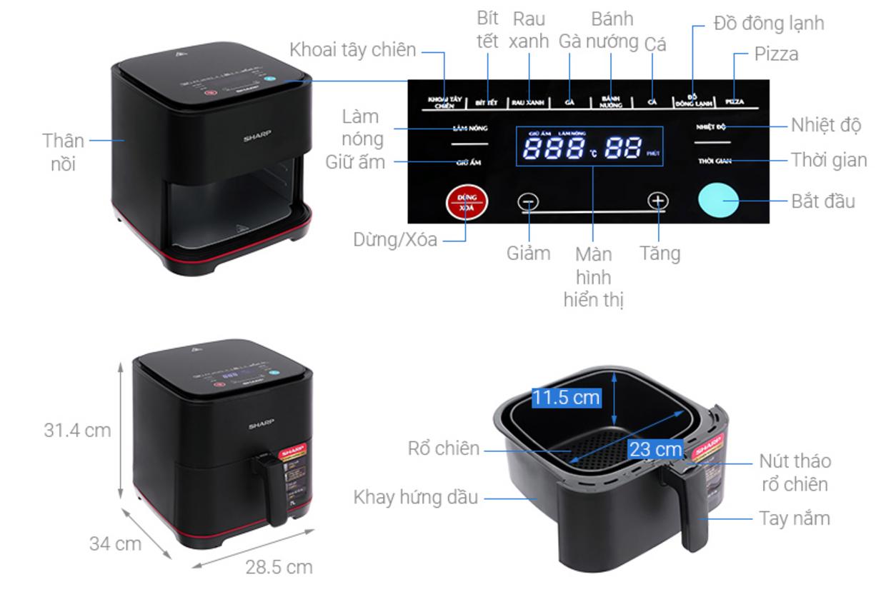 Lòng nồi thép không gỉ phủ chống dính, dễ tháo rời vệ sinh.