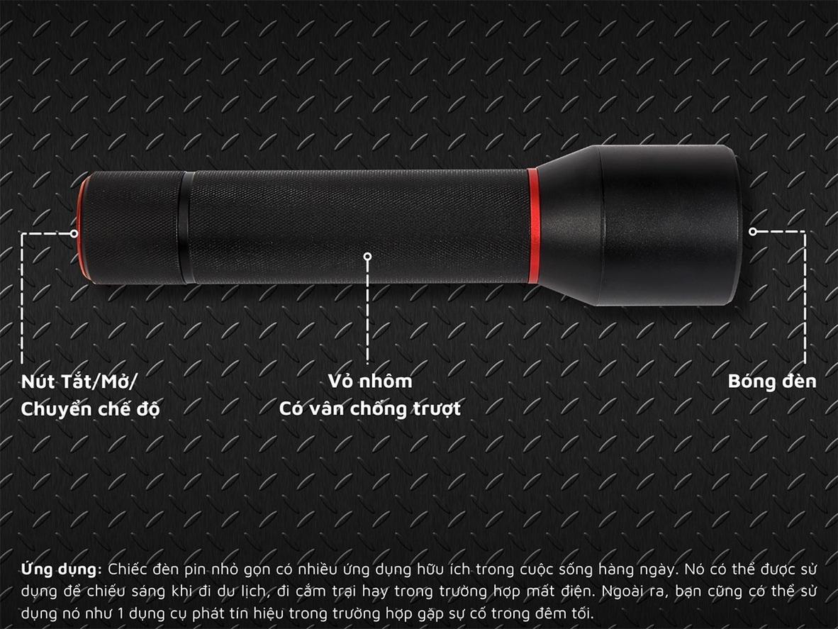 Vỏ nhôm bền và chứng nhận IPX4 chống tia nước.