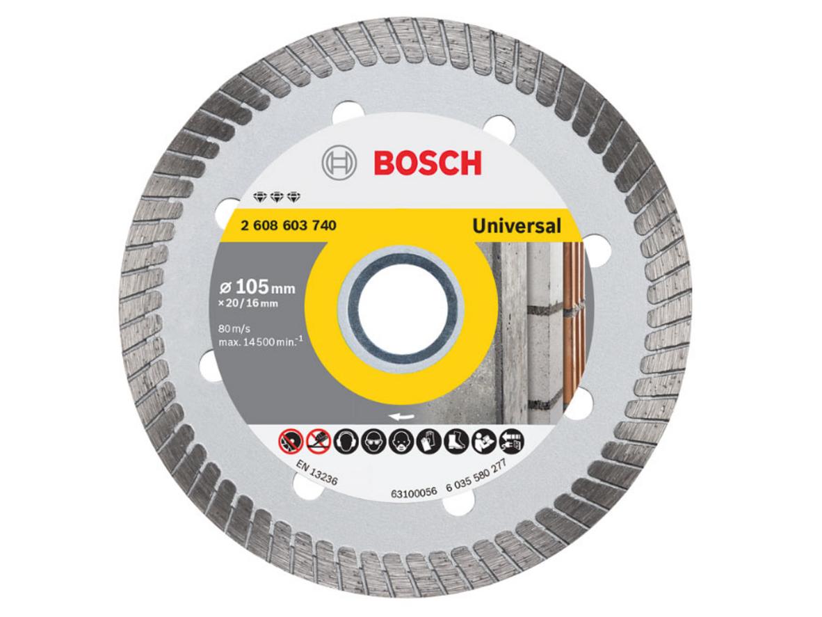Tổng quan Đĩa cắt kim cương Turbo đa năng 105mm x 20mm/16mm Bosch 2608603740