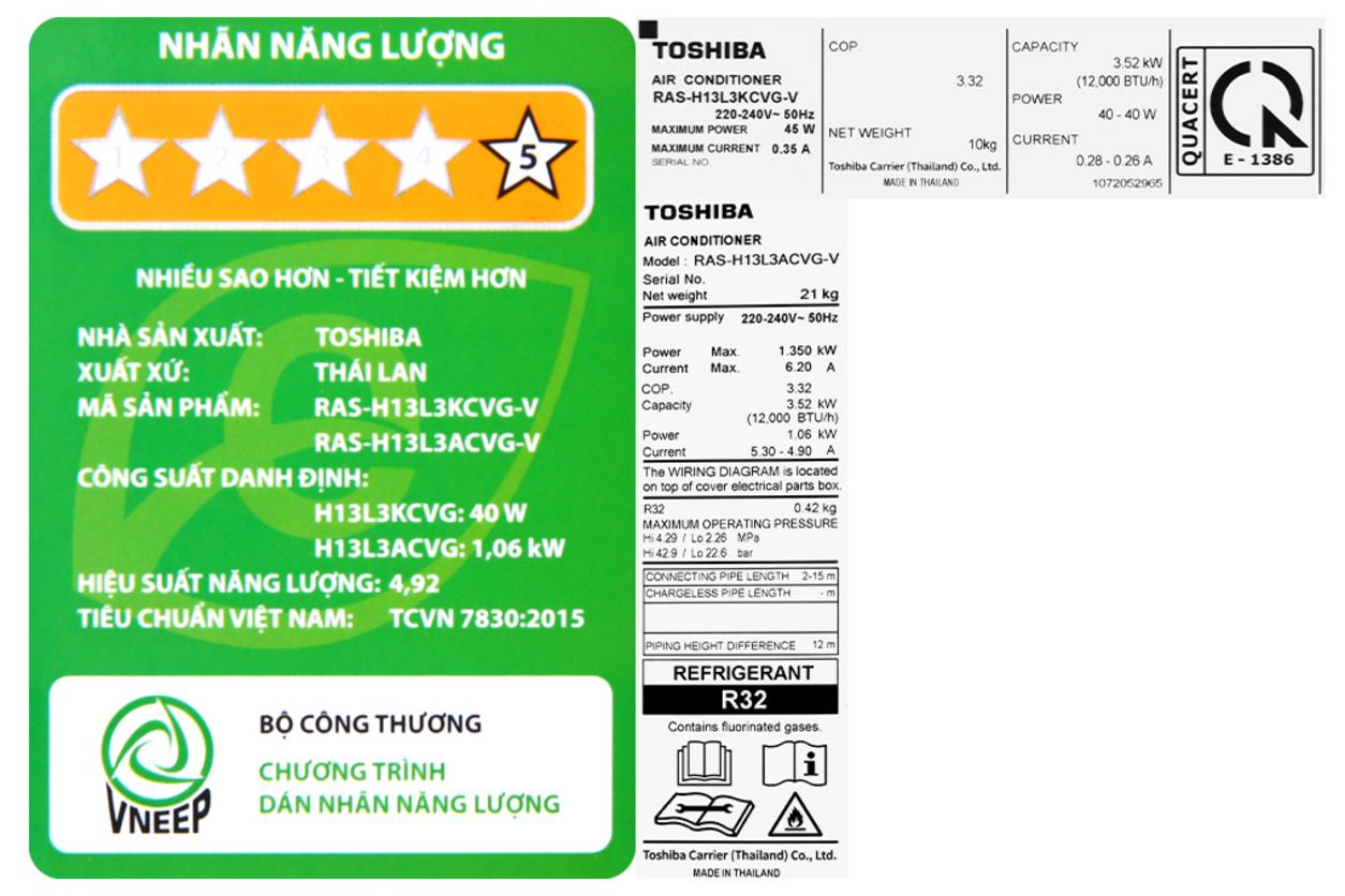 Tổng quan Điều hòa 1 chiều Toshiba Inverter 12.000 BTU RAS-H13L3KCVG-V