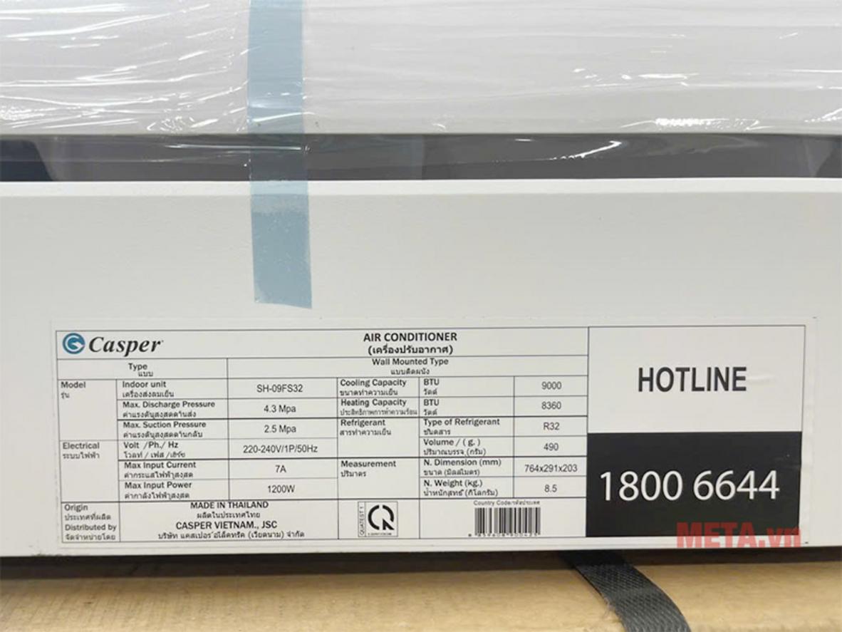 Tổng quan Điều hòa 2 chiều 9000BTU Casper SH-09FS32 (Gas R32)