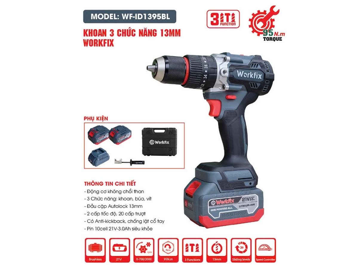 Động cơ Brushless và lực siết 95Nm