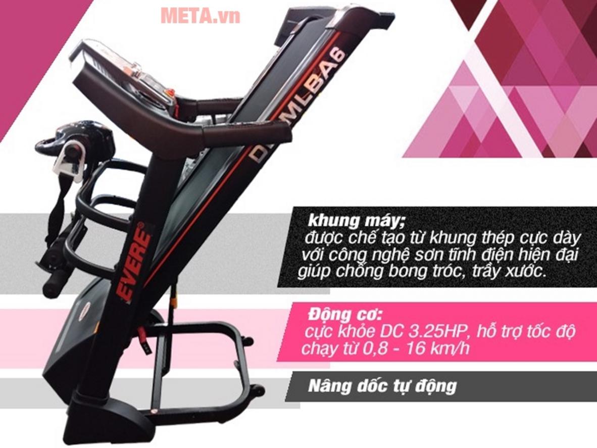 Động cơ DC 3.25 HP trên DL-MLBA6-1 — hiệu năng ổn định cho gia đình chạy bộ lâu dài.