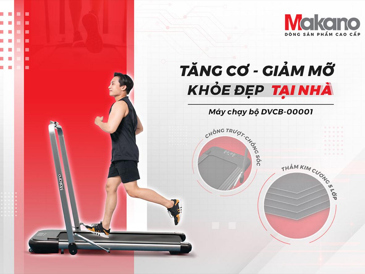 Động cơ và phạm vi tốc độ của Máy chạy bộ Makano DVCB-00001 (1.5 HP, 0.8–10 km/h).