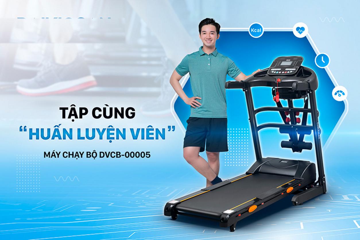 Động cơ & tốc độ của DVCB-00005 (ảnh demo) - hiển thị bảng điều khiển và băng chạy có người dùng chạy nhanh tại nhà) - Image shows display with speed 12-16 km/h and smooth belt movement.)} ,
